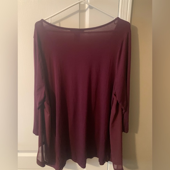 Beautiful Burgundy blouse with sheer overlay! - Picture 4 of 5